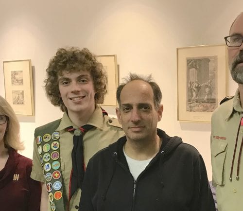 Malden's Harrison Zeiberg was recently honored for achieving the rank of Eagle Scout at a ceremony in his honor. Shown above, from left, his mother Sharyn Rose Zeiberg, Harrison Zeiberg, dad Andrew Zeiberg and Scoutmaster Matthew Burne.