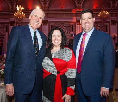 Mark Kennard, former director of community services at Bridgewell accepts the Visionary Leadership Award at Bridgewell’s 2018 Imagine the Possibilities gala alongside Robin Sutherland, chair of Bridgewell’s board of directors and former state Rep. Steven Walsh, president and CEO of Massachusetts Health & Hospital Association.