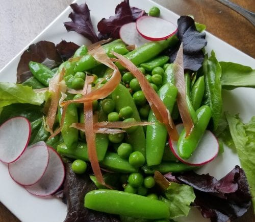 Pea and prosciutto salad.
