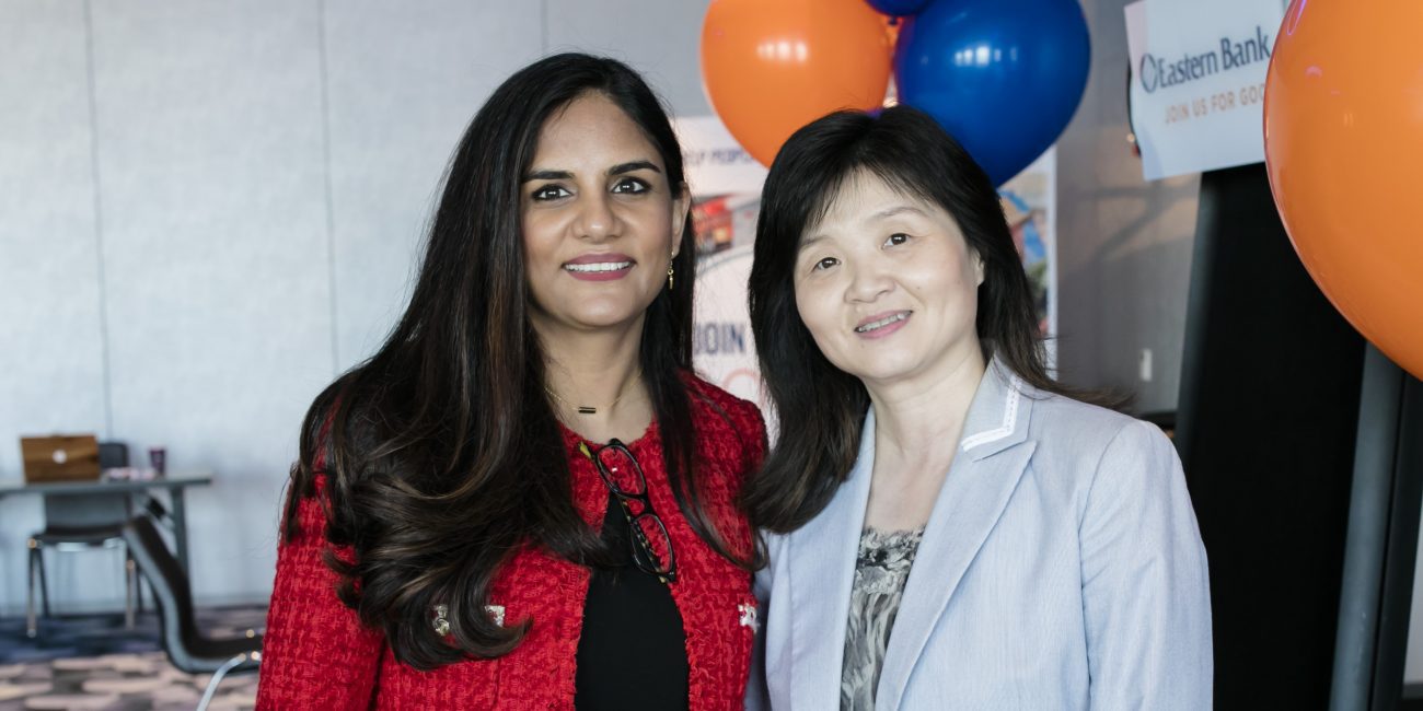 Sujata Yadav and Yongmei Chen attend the Eastern Bank event celebrating Asian-American women in business and public service in Massachusetts.