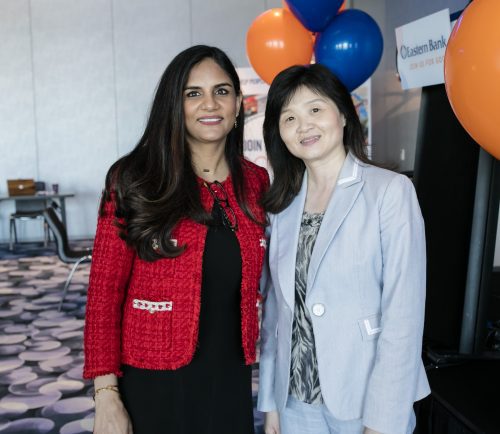 Sujata Yadav and Yongmei Chen attend the Eastern Bank event celebrating Asian-American women in business and public service in Massachusetts.