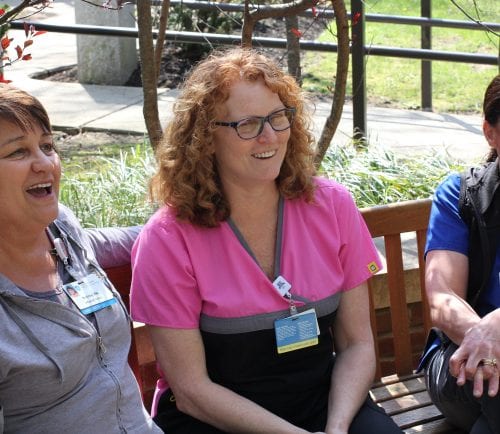Lynn, Ma. 5-10-18. From left to right: Andrea Reddy, Colleen Passariello, and Rebecca Zangarie-Sansone from the infusion clinic at Union Hospital, attribute team work to their success.