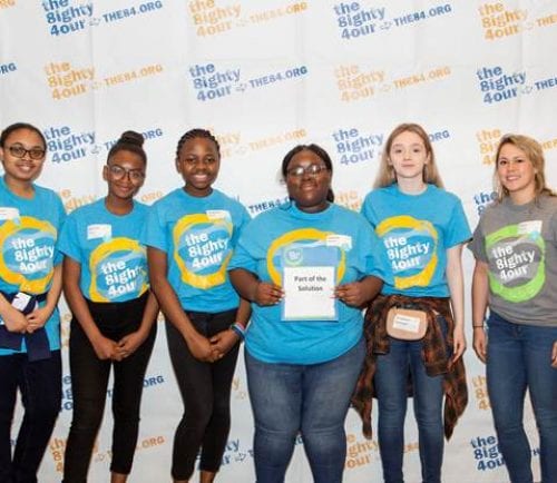 From left to right: Amani Semper, Serena Porte, Clarisse Ebeh, Valerie Robert, Prudence Harrington and Alina Garrity, adult advisor.
