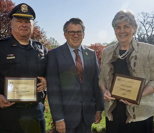 Honorees Chief James A. DiGianvittorio, Middleton Police Department, and Lynn School Superintendent Dr. Catherine C. Latham, with ADL New England Regional Director Robert Trestan.