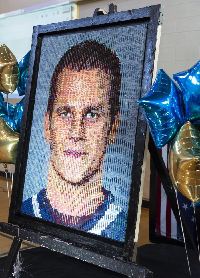 Peabody students collaborate with Rob Surette to create Lego portrait