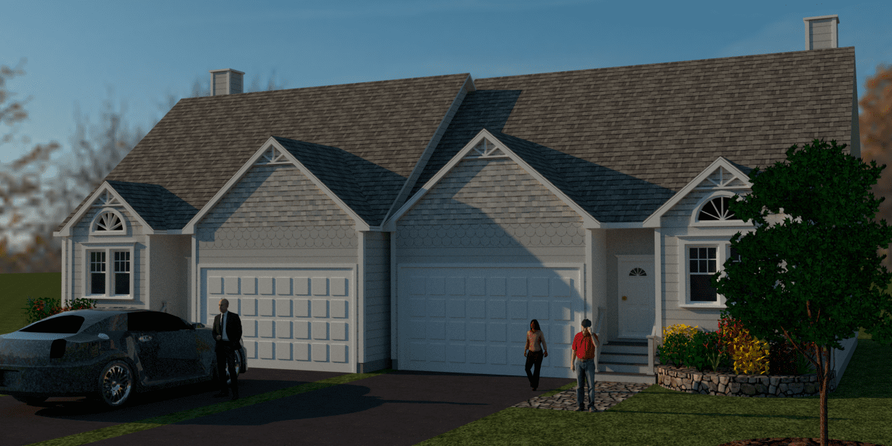 An artist's rendering of a duplex Brookstone Development wanted to build on Main Street, Lynnfield.
