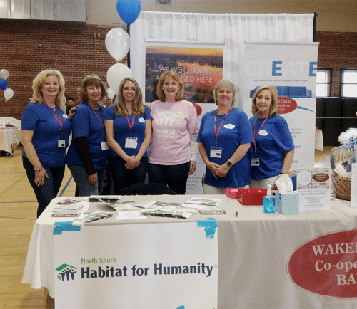 From left to right, Elaine Manfredi, Elaine Foley, Jennie Terry, Joanne McMath, Lois Hayward, and Elaine Guaetta at the Wakefield Co-operative Bank Expo.